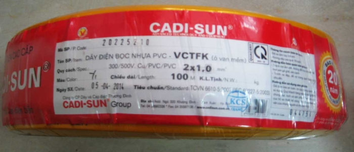 Dây điện Cadisun 2x1.0