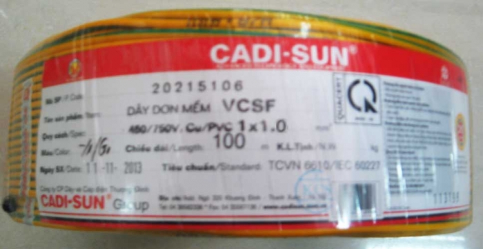 Dây điện Cadisun 1x1.0