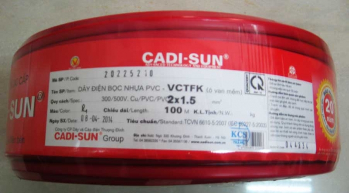 Dây điện Cadisun 2x1.5